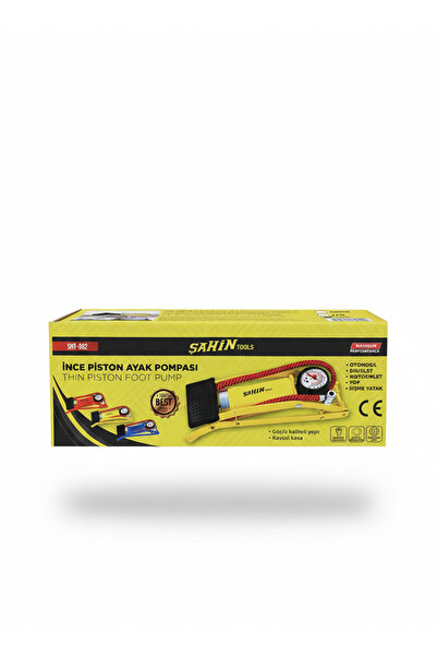 ŞAHİN TOOLS İnce Piston Ayak Pompası - Manometreli Oto , Bisiklet , Top Şişir...