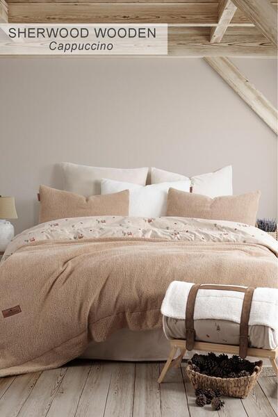 İyi Geceler İstanbul Sherwood Wooden Single Bedspread Set with Sheets, Brown