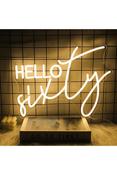 Slasa لافتة نيون مضيئة بتقنية LED للاحتفال بعيد الميلاد الستين - 32 × 42 سم -...