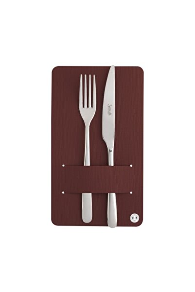 adhoreca Σετ 4 θηκών για μαχαιροπίρουνα από αναγεννημένο δέρμα, μπορντό