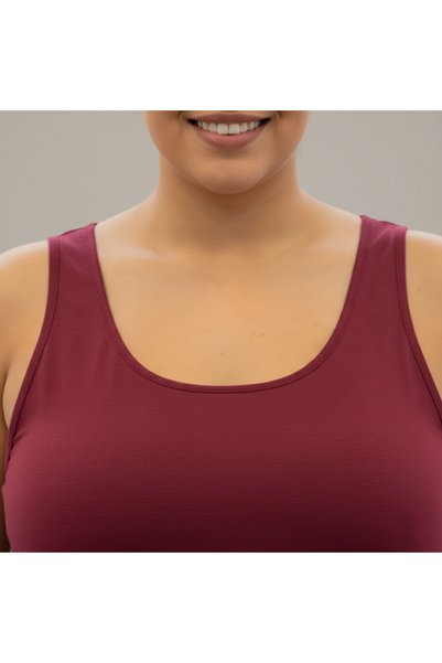 MRR MAJESTİC Women's Thick Strapped Beige Lycra Tank Top - Oversized Size - Set of 3