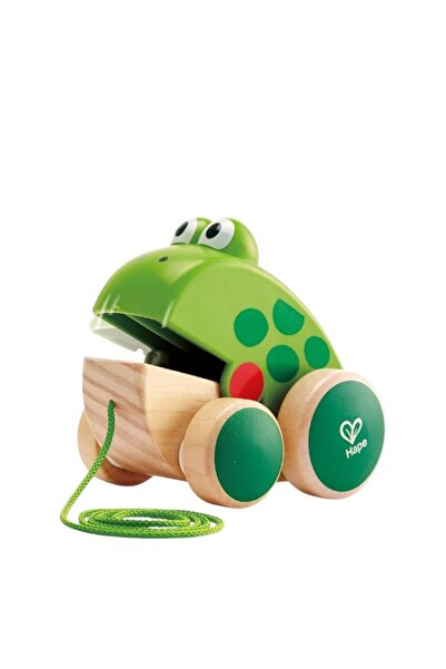 Hape Frog Pull-Along Toy for Toddlers | Wooden Push & Pull Animal Toy with Mo...