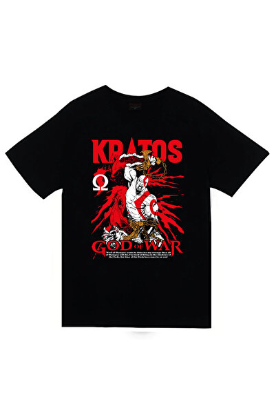 fame-stoned God of War - Kratos - Game Printed Unisex 100% Cotton Black T-Shirt
