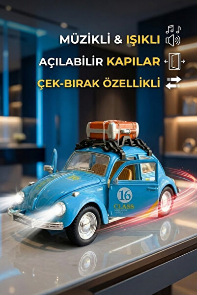 craftivio Büyük Boy Metal Çek Bırak Vosvos Oyuncak Araba - Sesli Işıklı Kapıl...