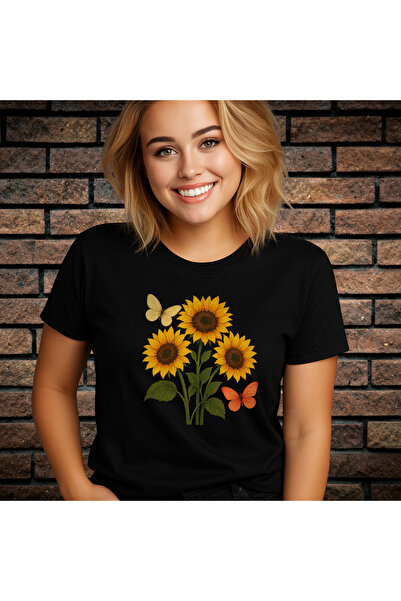 CXO Craft Tricou Dama cu Imprimeu, Floarea Soarelui 2, Bumbac