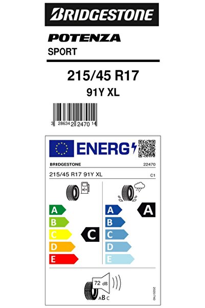 Bridgestone 215/45R17 91Y XL POTENZA SPORT OTO YAZ LASTİĞİ (ÜRETİM YILI:2025)