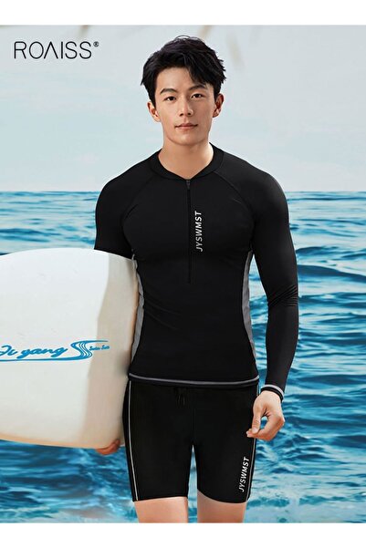 ROAISS 2 Piece Men's Swimsuit Set Fashion Loose Fitting Quick Drying Sun Prot...