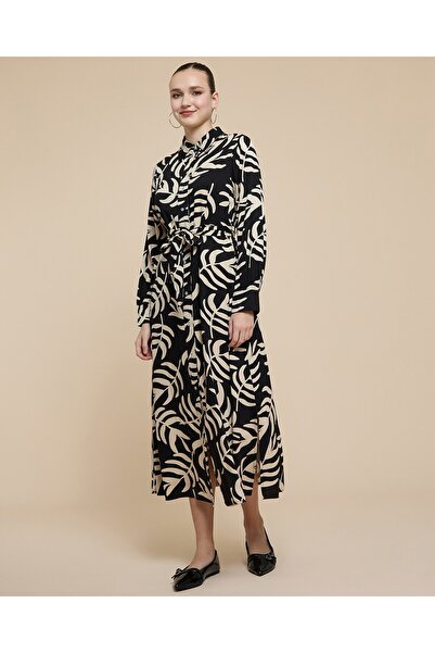 R&B Patterned Shirt Dress With Long Sleeves