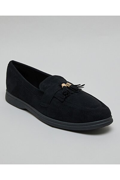 R&B Women's Black Tassel Detail Loafers