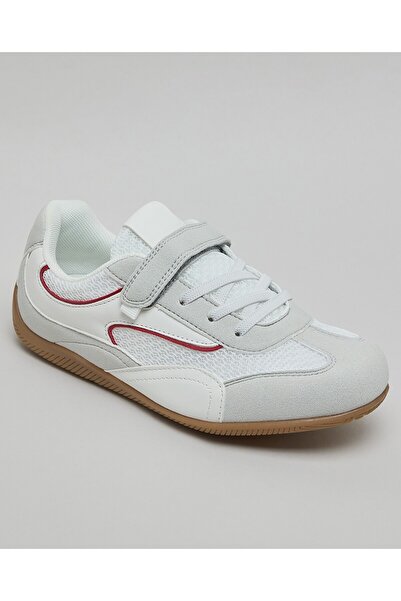 R&B Boy's Ivory Textured Velcro Sneakers