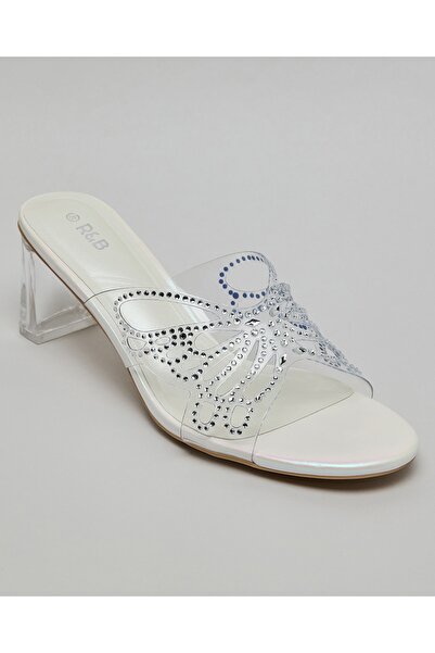R&B Women's Silver Embellished Heel Sandals