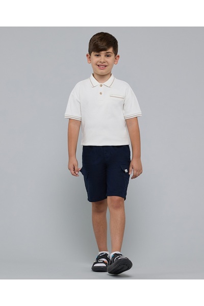 R&B تيشيرت بولو بأكمام قصيرة مع أطراف متباينة