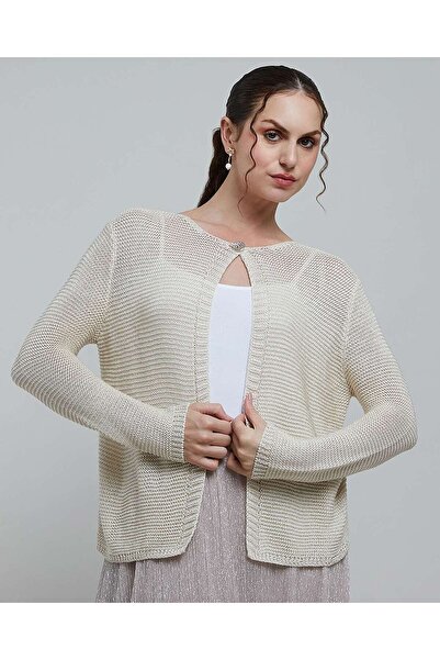R&B Women's Beige Knitted Jacket With Long Sleeves