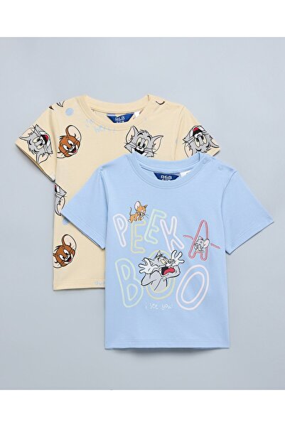 R&B عبوة من قطعتين من قمصان ميكي ماوس المطبوعة بأكمام قصيرة