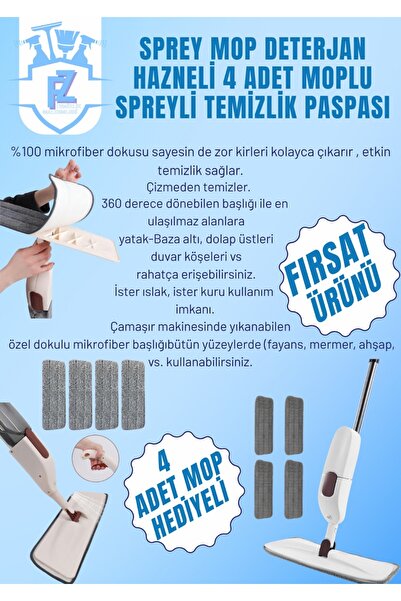 water sprey mop 4 adet mop bezi ile