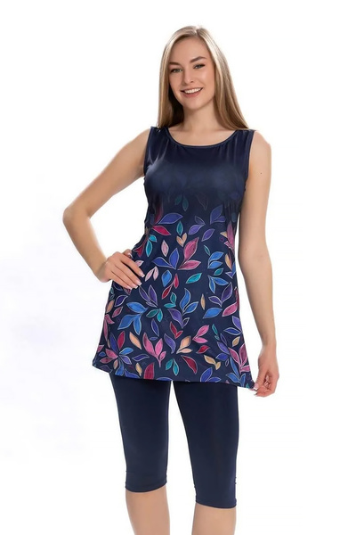 REMSA Zero Sleeve Tights Semi-Closed Swimsuit 169-522 Navy Blue