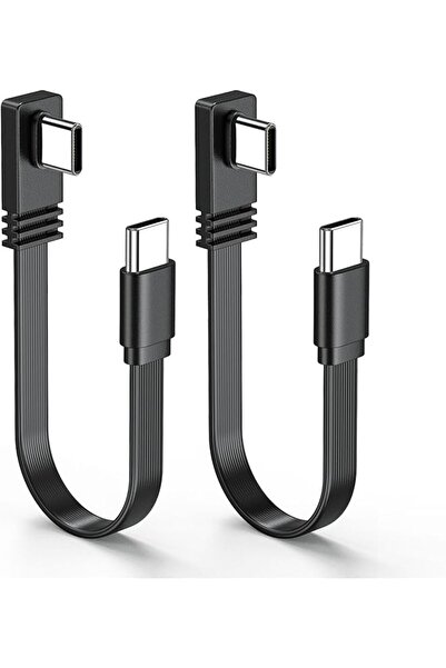 The Bros كابل Type-C بزاوية قائمة ذكر إلى ذكر، بقدرة 100 واط، رفيع ومرن بزاوي...