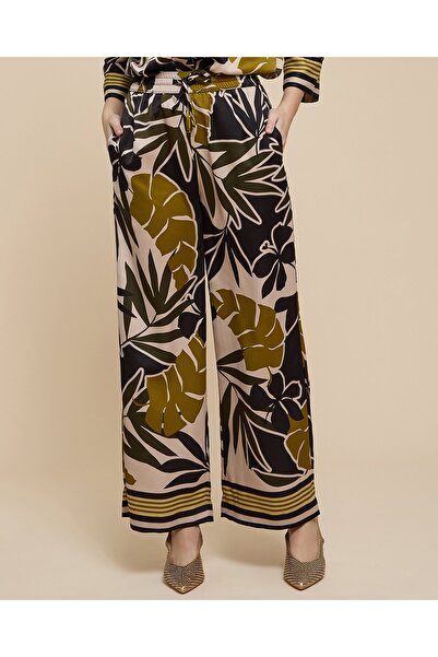 R&B Patterned Wide Leg Pants With Drawstring Waist
