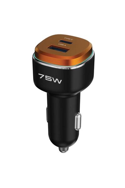 Tradeo High-Power Car Charger with PD 45W & QC 30W, Zinc Alloy – Orange