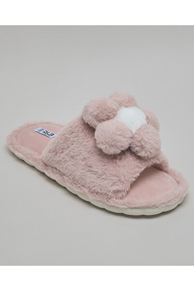 R&B Women's Pink Furry Bedroom Slippers