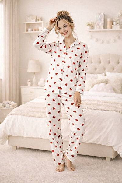 FORMO Women's Heart Quality Milan Fabric Shirt Collar Buttoned Soft Tuşe Paja...