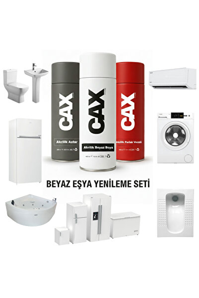 caxcolors 3'lü Beyaz Eşya Boyama Seti-Sararmaz Akrilik Beyaz Boya, Pas Önleyi...