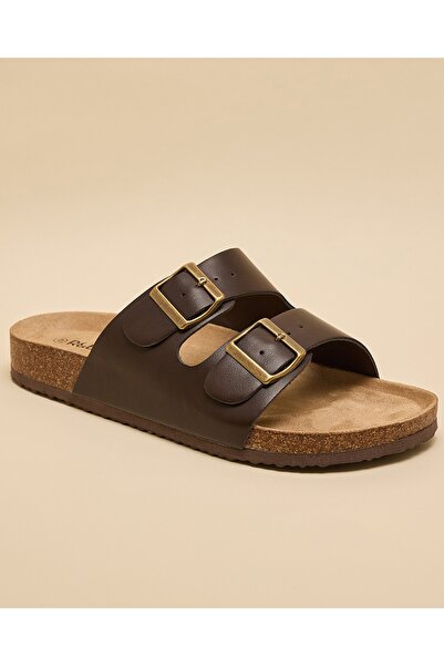 R&B صندل رجالي بني اللون مريح بحزامين