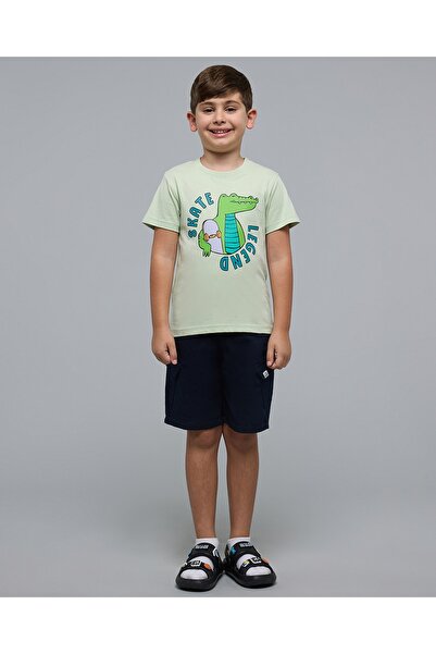 R&B تي شيرت بطبعة جرافيكية مع رقبة دائرية وأكمام قصيرة