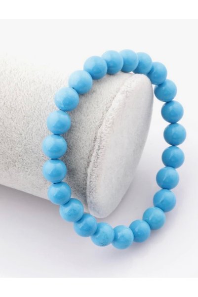 Taşmir Certified Turquoise Natural Stone Bracelet 8 mm Round Cut