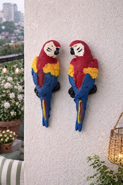 BUBUHOMEDECOR 2'li Reçine Papağanı Bahçe ve Balkon Süsü