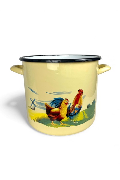 Emailul Medias Enameled pot with coconut decoration, without lid, volume 8L, ...