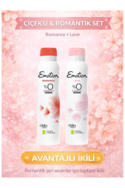 Emotion Romantik Çiçeksi Kadın Vegan Deodorant Seti Romance & Love 2x150 ml A...