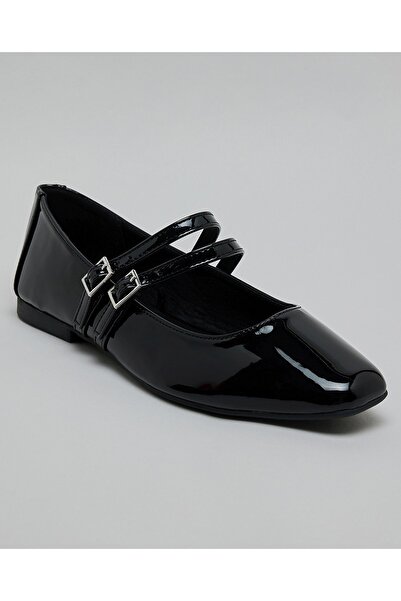 R&B Women's Black Glossy Mary Jane Shoes