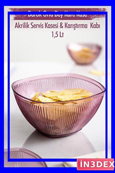 İN3DEX وعاء فواكه وسلطة مربع من الأكريليك بسعة 1.5 لتر