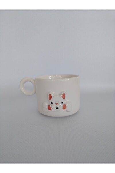 Zümrüdüanka Seramik Dog Embossed Handmade Ceramic Mug
