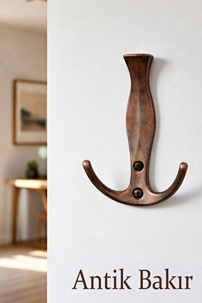 Badem10 YENİÇERİ Antik Bakır Portmanto Duvar Vestiyer Askısı Metal Dolap Elbi...