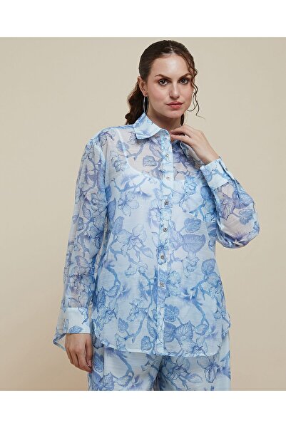 R&B Printed Shirt With Classic Collar And Long Sleeves