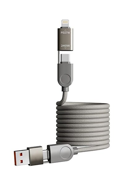 The Bros كابل مغناطيسي 4 في 1، شحن سريع 240 واط ومزامنة بيانات، مضفر مسطح مقا...