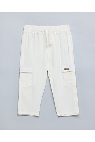 R&B بنطلون كارغو سادة مع خصر برباط