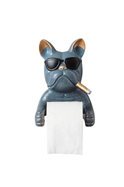 BIUPSER Suport hârtie igienică cu buldog francez și ochelari