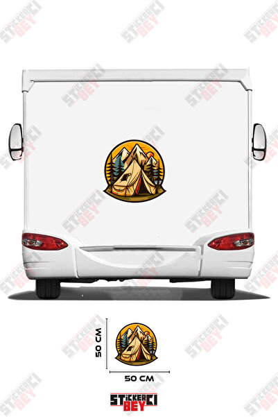 STİCKERCI BEY Camp Temali Mountain Tree and Tent Visual Caravan Sticker Coating