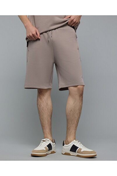 R&B Men's Frappe Solid Shorts With Drawstring Waist
