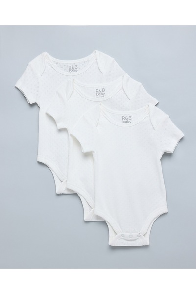 R&B 3 Pack Solid Bodysuits With Short Sleeves