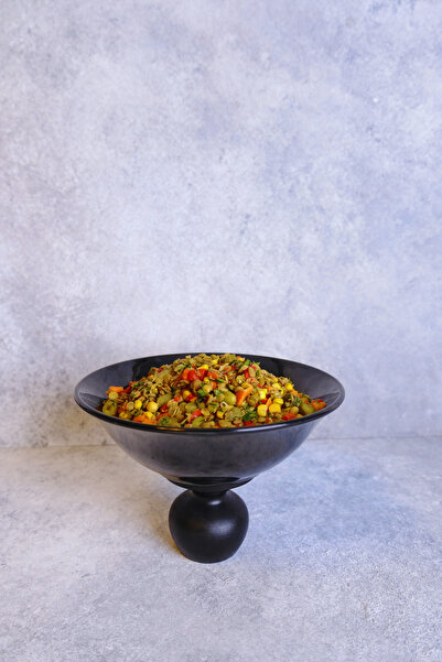 justwood طبق تقديم خشبي أسود من الميلامين بقاعدة على شكل رمان، 23 سم، طبق تقد...