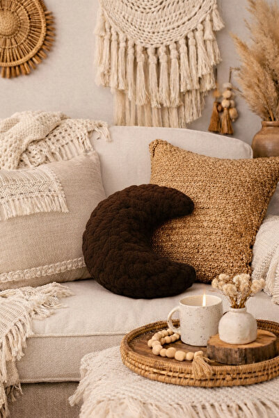 AKK COLLECTİON Dekoratif Ay Yastık, Puffy Ay Yastık