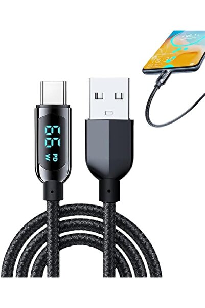 The Bros كابل شحن سريع USB A إلى USB C بقدرة 66 واط مع شاشة LED، كابل شحن من ...