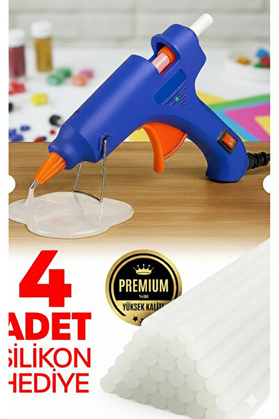 homeliva 20 Watt Sıcak Silikon Tabancası Şeffaf Mum Yapıştırıcı Tabanca 4 Ade...