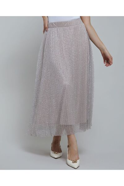 R&B Shimmer Flared Skirt With Elastic Waist