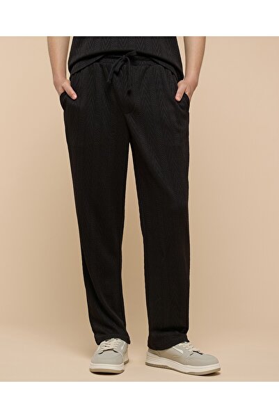 R&B Self Patterned Pants With Drawstring Waist