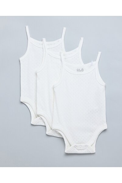 R&B Girl's Ivory 3 Pack Solid Strappy Bodysuits